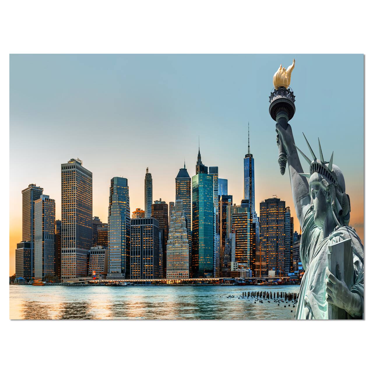 Designart - New York City Skyline Panorama - Photography Canvas Art Print